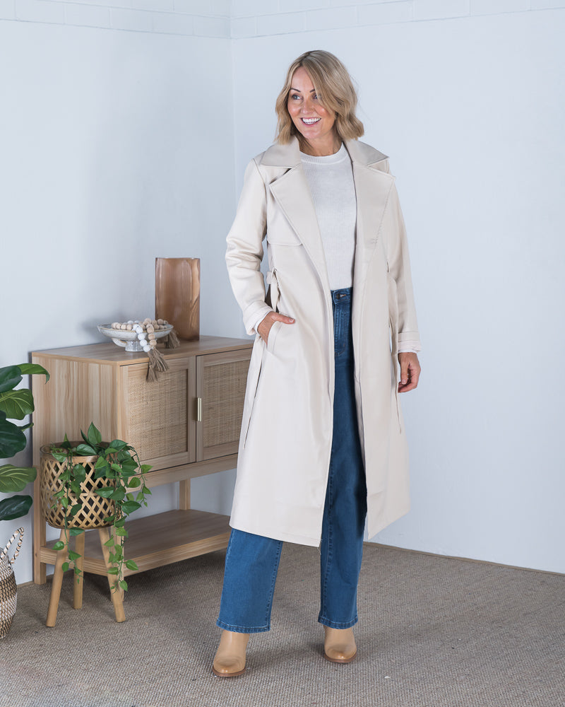 Emerson PU Trench Coat Sand