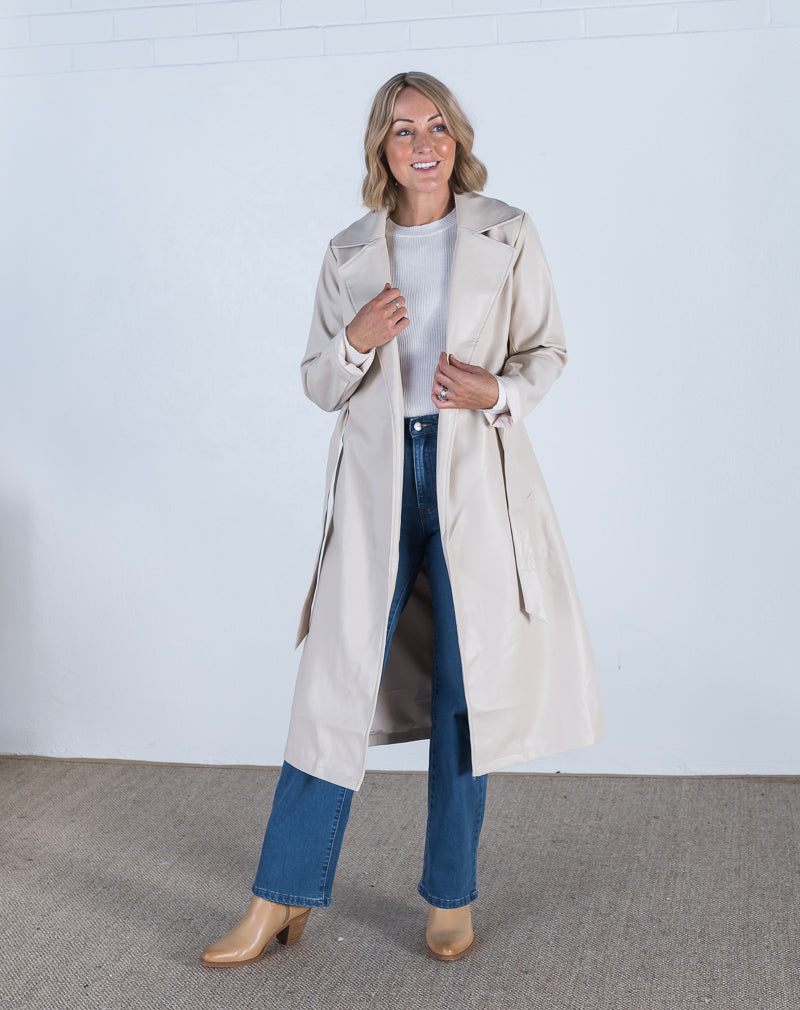 Emerson PU Trench Coat Sand
