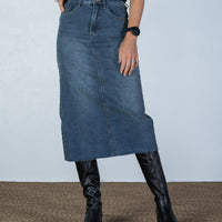Emma Denim Midi Skirt Mid Blue
