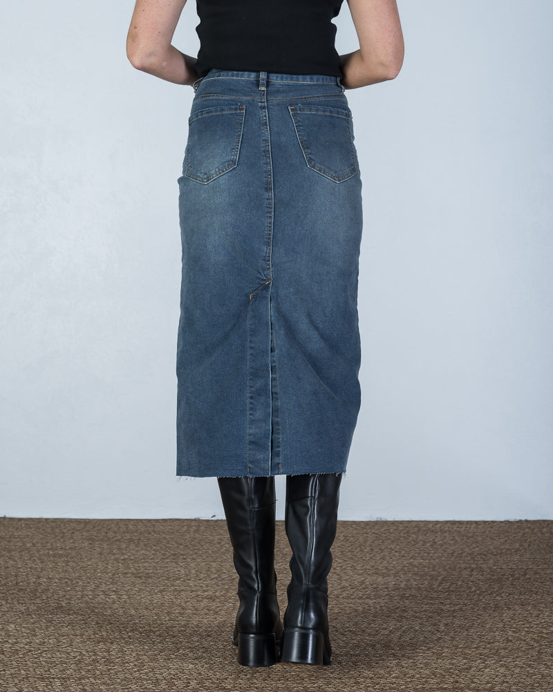 Emma Denim Midi Skirt Mid Blue