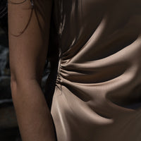 Faith Satin Midi Dress Walnut