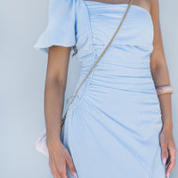 Shop the Formal ready Faye One Shoulder Midi Dress in Blue