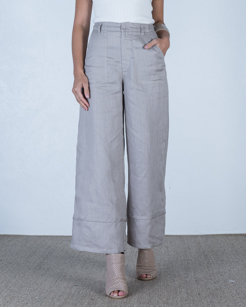 Gabriella Stitch Detail Linen Pant Mocha - ONLINE ONLY