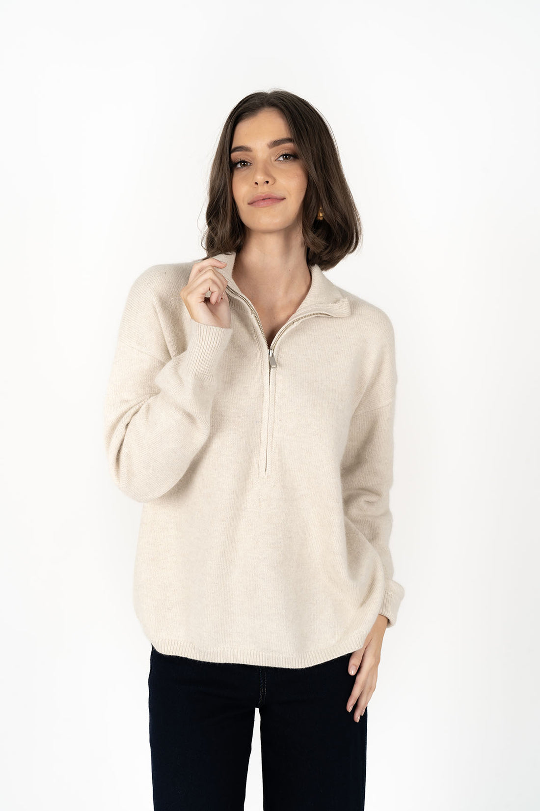 Knox Zip Knit Almond