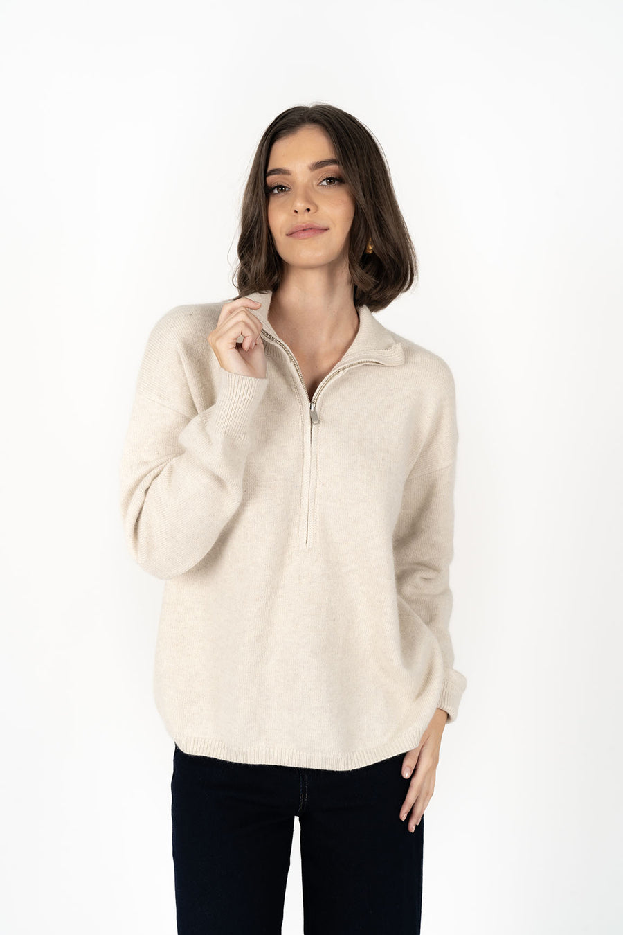 Knox Zip Knit Almond