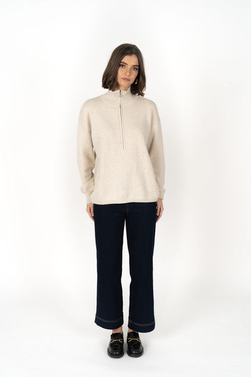 Knox Zip Knit Almond