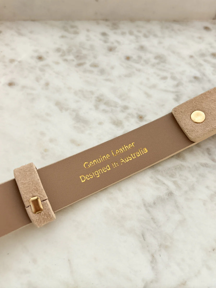 Halley Suede Buckle Belt Stone