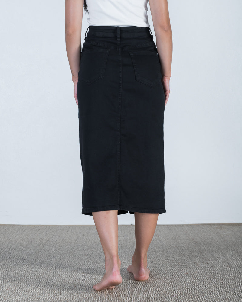 Harper Denim Midi Skirt Black
