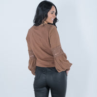Ivy Lace Sleeve Knit Tan