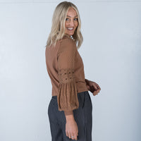 Ivy Lace Sleeve Knit Tan