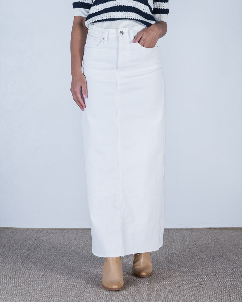 Jordyn Denim Maxi Skirt White