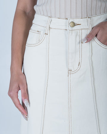 Karla Panel Detail Maxi Skirt Cream