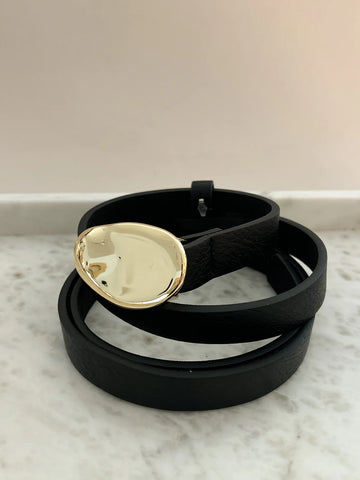 Kayla Pebble Stud Belt Black