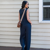 Lou Linen Drawstring Pant Navy