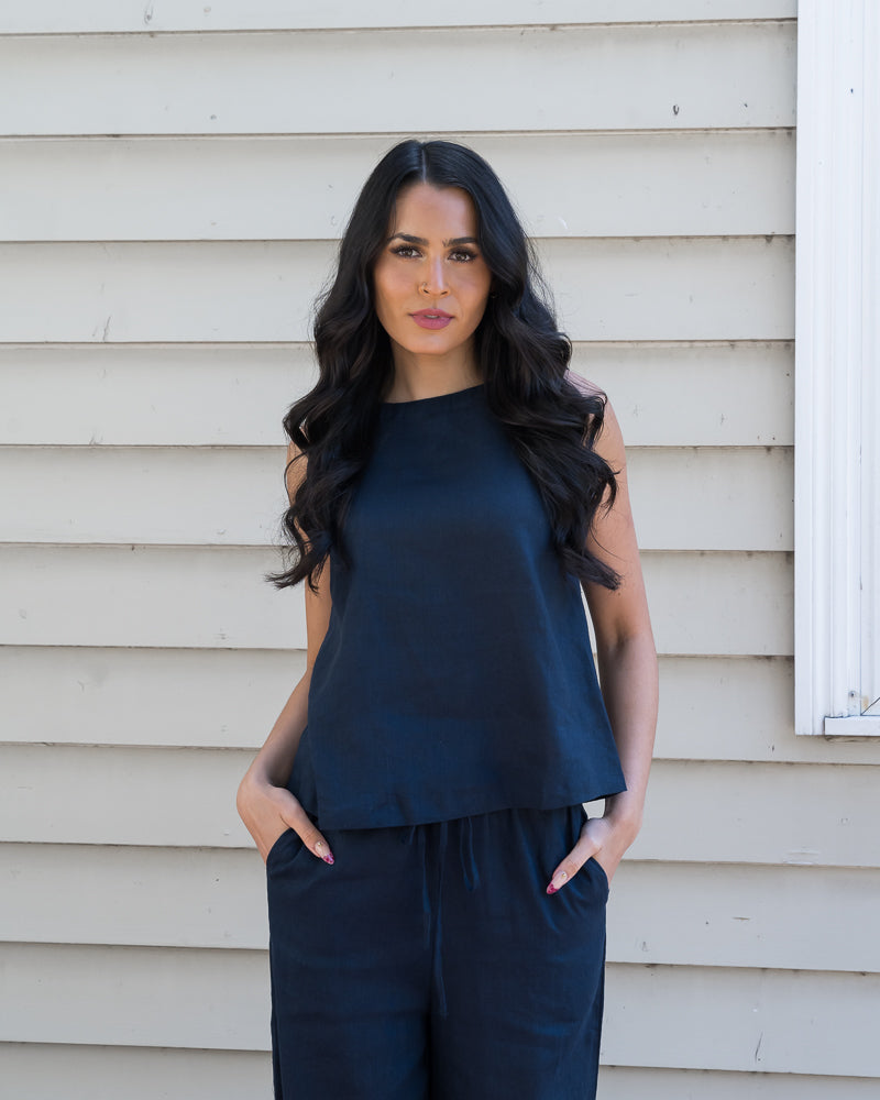 Keely Shell Top Navy