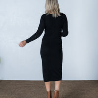 Knitted Wrap Dress Black
