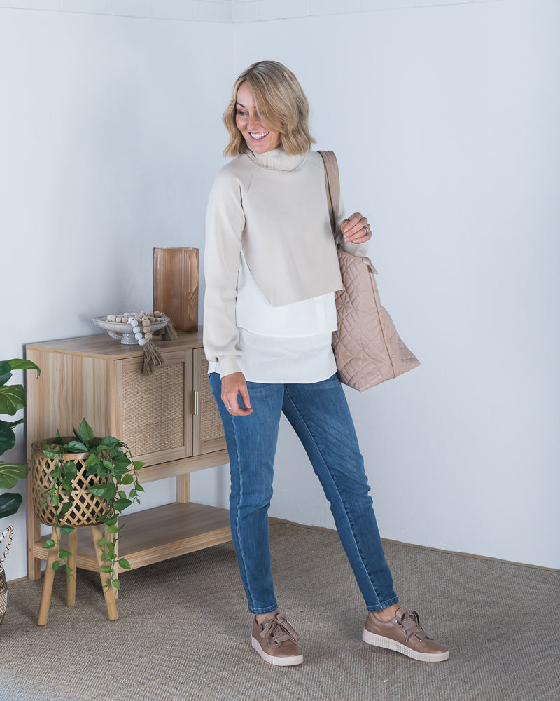 Layered Roll Neck Light Clay