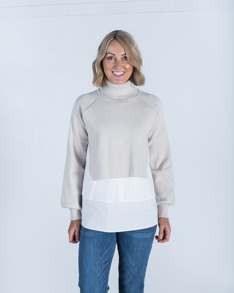 Layered Roll Neck Light Clay - ONLINE ONLY
