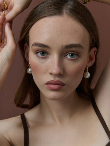 Layla Pearl Ball Earring 18K Gold Plated