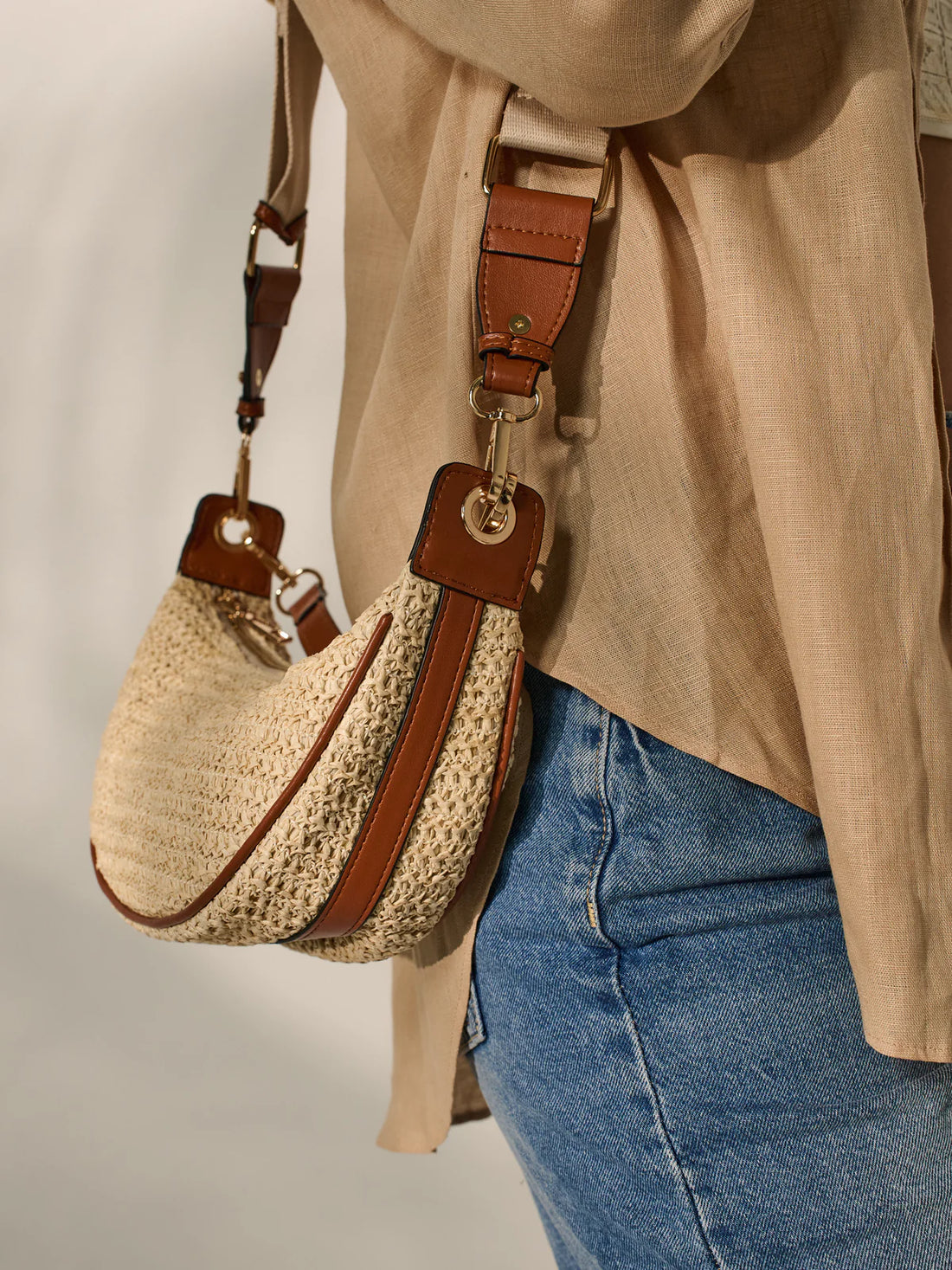 Lenora Banana Straw Bag Natural/Tan