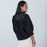 Liliana Crochet Trim Shirt Black