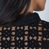 Liliana Crochet Trim Shirt Black