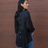 Liza Button Detail Shirt Black