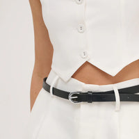 Lomance Skinny Belt Black/Silver