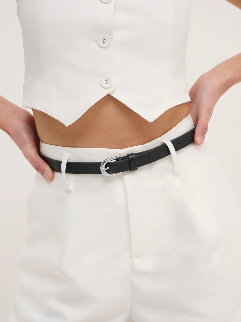 Lomance Skinny Belt Black/Silver