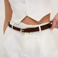 Lomance Skinny Belt Brown/Gold