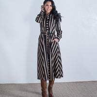 Loreli Striped Dress Black/Tan