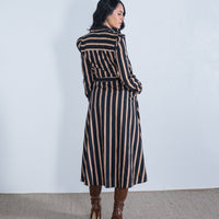 Loreli Striped Dress Black/Tan