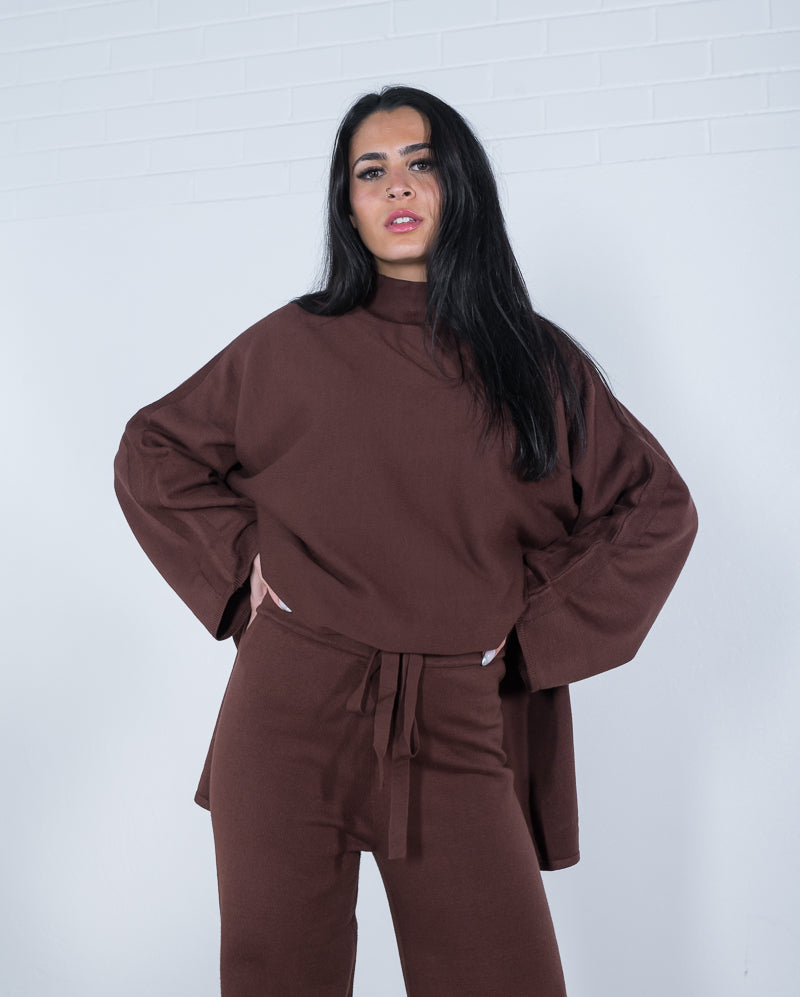 Lorinda High Neck Knit Chocolate ONLINE ONLY