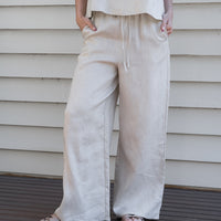 Lou Linen Drawstring Pant Stone