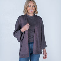 Madeline Lurex Knit Cardi Charcoal Pink - ONLINE ONLY