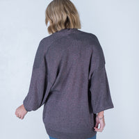 Madeline Lurex Knit Cardi Charcoal Pink - ONLINE ONLY