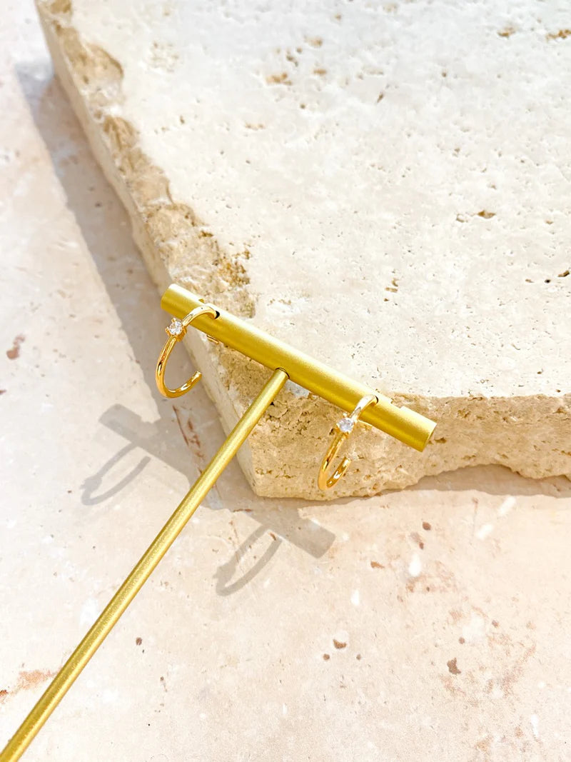 Minimal Diamonté 18K Gold Plated Earrings