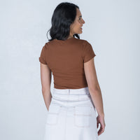 Nelly Ribbed Fitted Tee Mocha