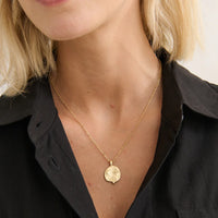 Ocean Coin Charm Necklace 18K Gold Plated