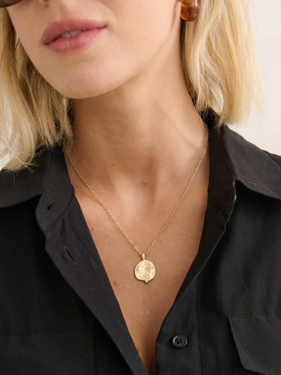 Ocean Coin Charm Necklace 18K Gold Plated