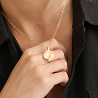 Ocean Coin Charm Necklace 18K Gold Plated