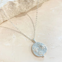 Ocean Coin Charm Necklace Silver Plated