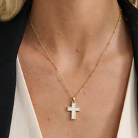 Pearl Cross 18K Gold Coated Necklace