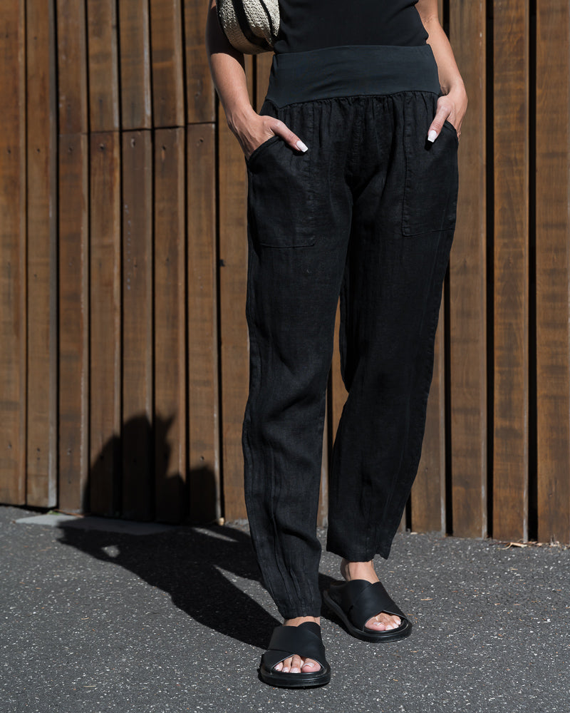 Relaxed Linen Pant Black