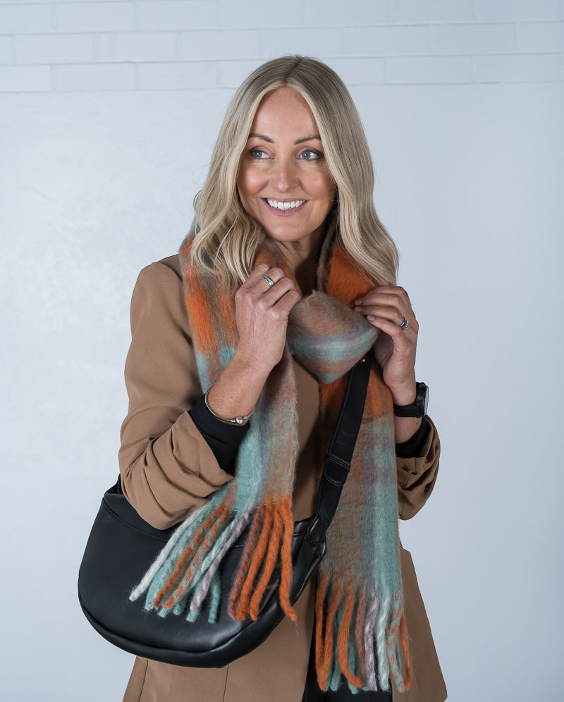 Samantha Plaid Scarf Green/Rust