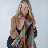 Samantha Plaid Scarf Green/Rust