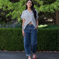 Sandra Striped Linen Shirt Navy/White