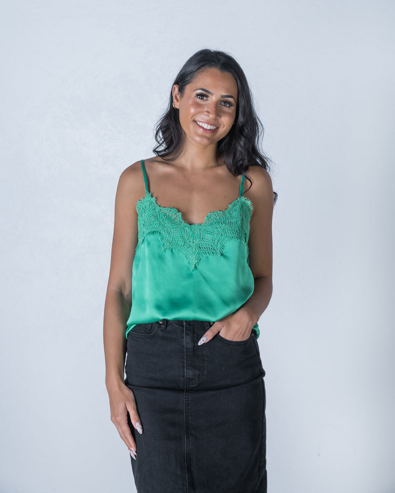 Shelby Lace Detail Cami Green