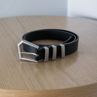 Silver Bar Trio Buckle Belt Black