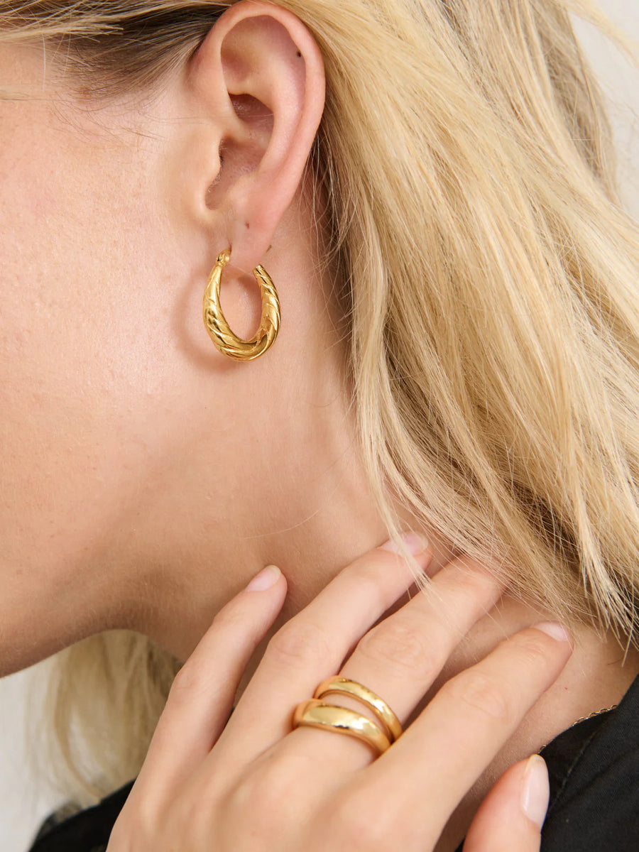 Spiral Swirl Hoops 18K Gold Plated